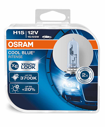 Галогенная лампа OSRAM H15 Cool Blue Intense 3700K (DuoBox 2шт) 64176CBI-HCB по выгодной цене
