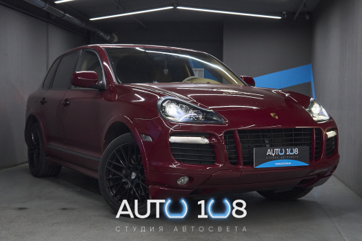 Porsche Cayenne 957 — антихром фар, замена линз на Biled, новые стекла фар