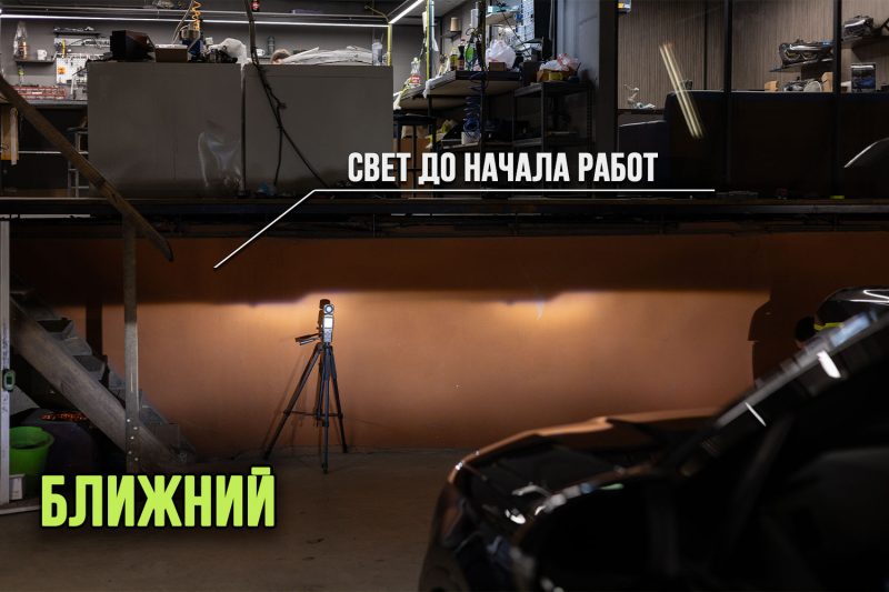 Ближний свет Audi Q7 4M до работ — тусклое пятно на стене