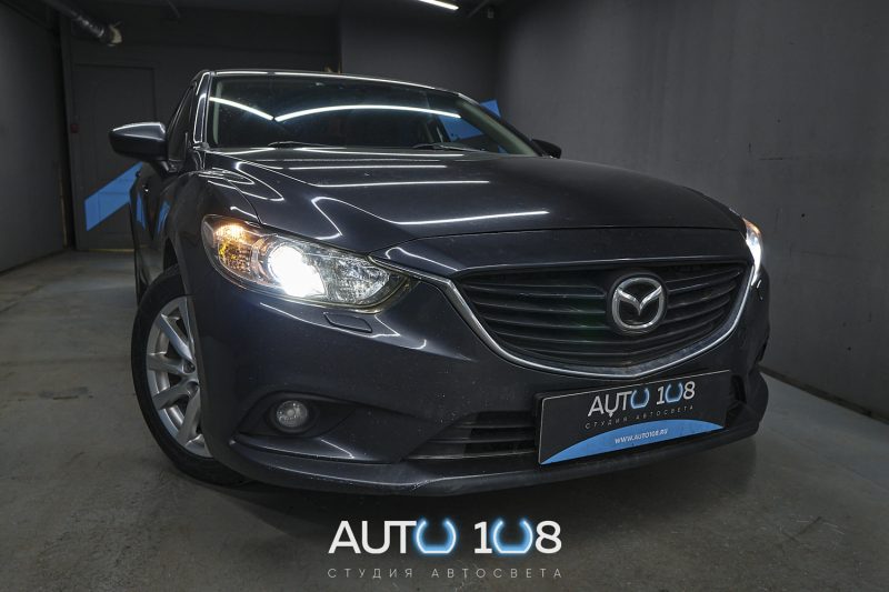 Тёмно-серая Mazda 6 GJ после установки линз Aozoom Dragon