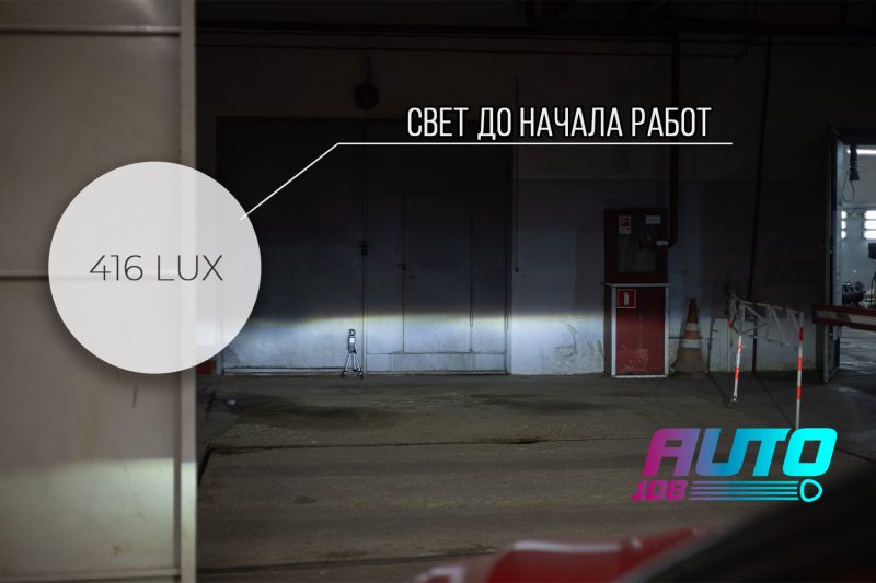 Замер штатного ближнего света Toyota Camry 70: 416 люкс до начала работ