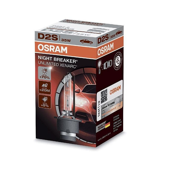 Ксеноновая лампа D2S Osram Xenarc Night Breaker Unlimited 4300K +70% больше света (66240XNB) по выгодной цене