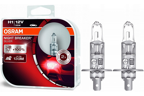 Галогенная лампа OSRAM H1 Night Breaker Laser +150% (DuoBox, 2шт) по выгодной цене