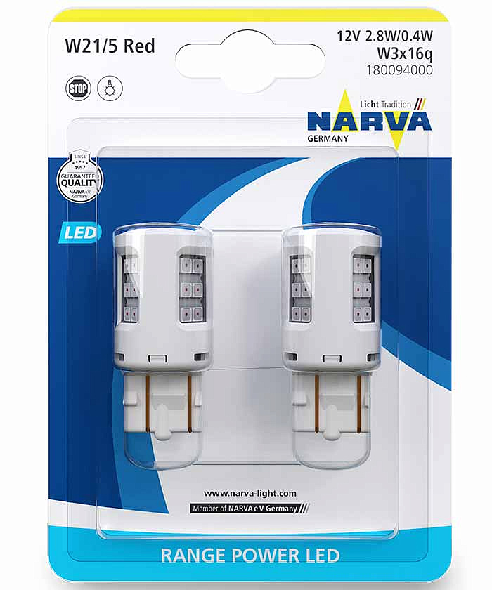 Светодиодная лампа NARVA W21W/5W RED Range Power LED (комплект, 2 шт.) 18009