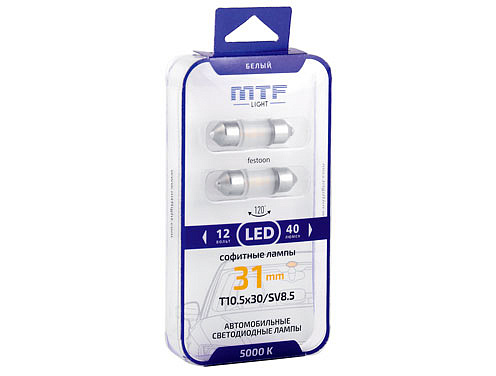 Светодиодная лампа MTF Light софитная 31мм C10W 5000K (2 шт)