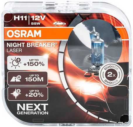 Галогенная лампа OSRAM H11 Night Breaker Laser +150% (DuoBox, 2шт) 64211NL-HCB по выгодной цене
