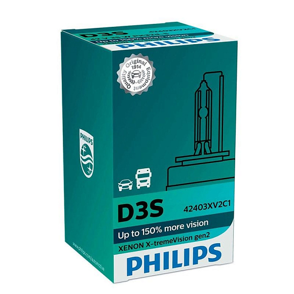 Ксеноновая лампа D3S Philips X-tremeVision 4800K +150% больше света (42403XV2C1) по выгодной цене