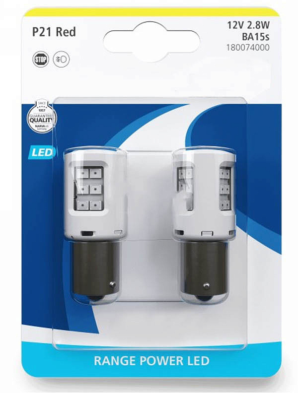 Светодиодная лампа NARVA P21W RED Range Power LED (комплект, 2 шт.) 18007