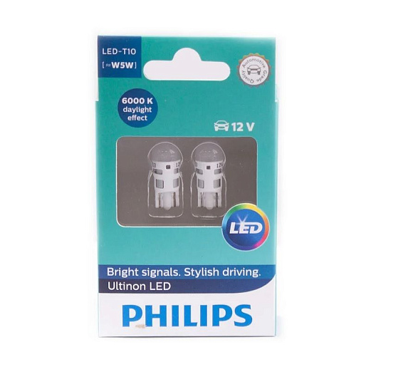 Светодиодная лампа PHILIPS Ultion LED W5W T10 4000K (комплект, 2 шт.) 11961ULW4X2 по выгодной цене