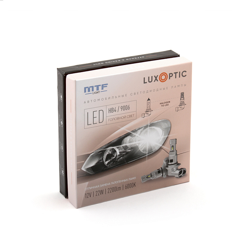 Светодиодная лампа MTF HB4 / 9006 Luxoptic 6000K (к-т 2шт)