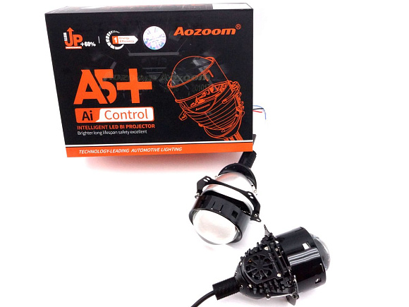 Светодиодные линзы AOZOOM A5+ BI-LED 3.0" 5500K (крепление под гайку / Hella 3) (к-т 2шт) по выгодной цене