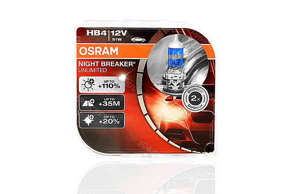 Галогенная лампа OSRAM HB3 Night Breaker Unlimited +110% (DuoBox, 2шт) 9005NBU-HCB по выгодной цене