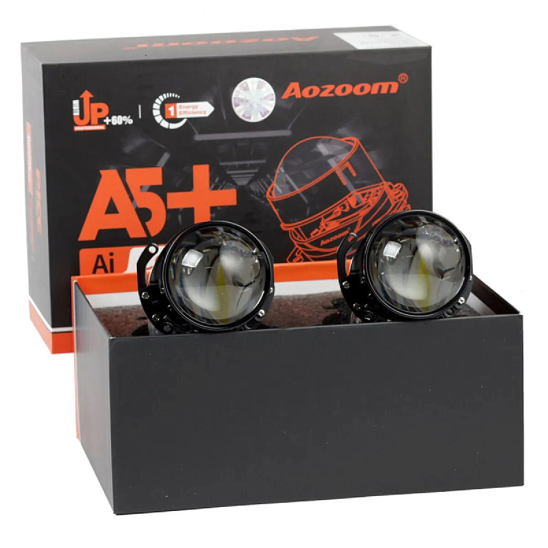 Светодиодные линзы AOZOOM A5+ BI-LED 2.5" 5500K (крепление под гайку / Hella 3) (к-т 2шт)