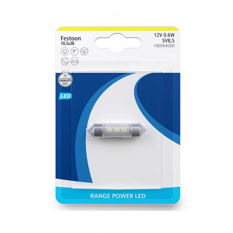 Светодиодная лампа NARVA C5W 38мм 0.60W Range Power LED 6000K (1 шт.) 18006