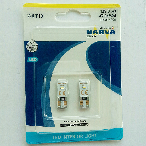 Светодиодная лампа NARVA W5W LED White 6000K T10 (комплект, 2 шт.) 18003 по выгодной цене