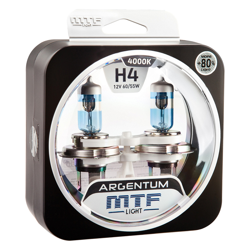Галогенные лампы MTF H4 ARGENTUM +80% 4000K (2 шт) H8A1204
