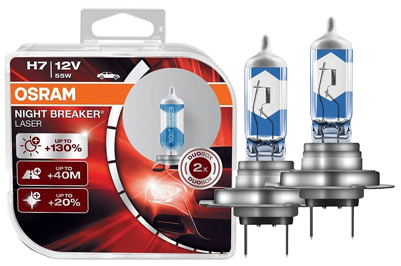 Галогенная лампа OSRAM H7 Night Breaker Laser +130% (DuoBox, 2шт) 64210NBL-HCB