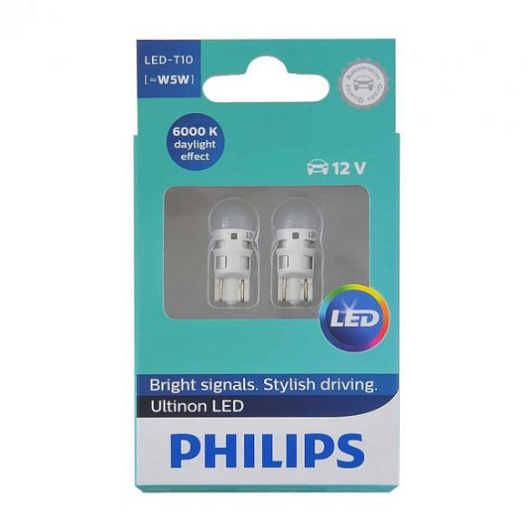 Светодиодная лампа PHILIPS Ultion LED W5W T10 6000K (комплект, 2 шт.) 11961ULWX2 по выгодной цене