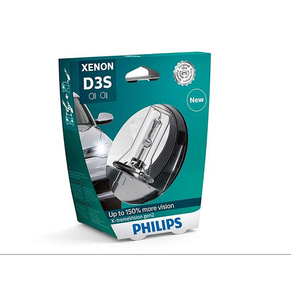 Ксеноновая лампа D3S Philips X-tremeVision 4800K +150% больше света (42403XV2S1) по выгодной цене