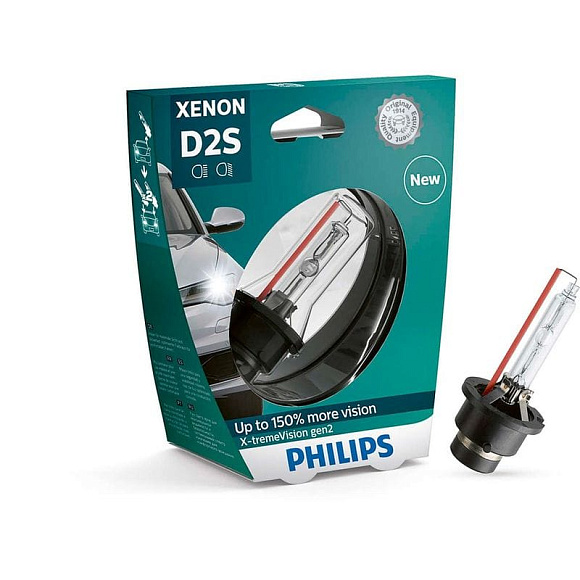 Ксеноновая лампа D2S Philips X-tremeVision 4800K +150% больше света (85122XV2S1) по выгодной цене