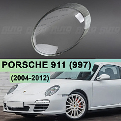 Стекло фары Porsche 911 (997) (2004-2012) серый кант (левое)