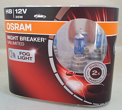 Галогенная лампа OSRAM H8 Night Breaker Unlimited +110% (DuoBox, 2шт) 64212NBU-HCB