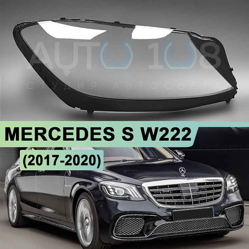 Стекло фары MERCEDES S-class W222 (2017-2020) рестайлинг (правое)
