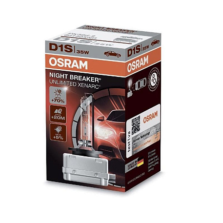 Ксеноновая лампа D1S Osram Xenarc Night Breaker Unlimited 4300K +70% больше света (66140XNB) по выгодной цене