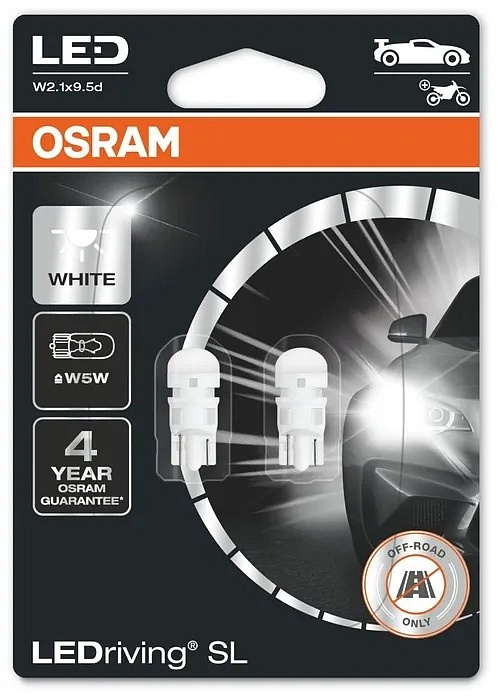 Светодиодная лампа OSRAM LEDriving SL W5W 6000K (комплект, 2 шт.) 2825DWP02B