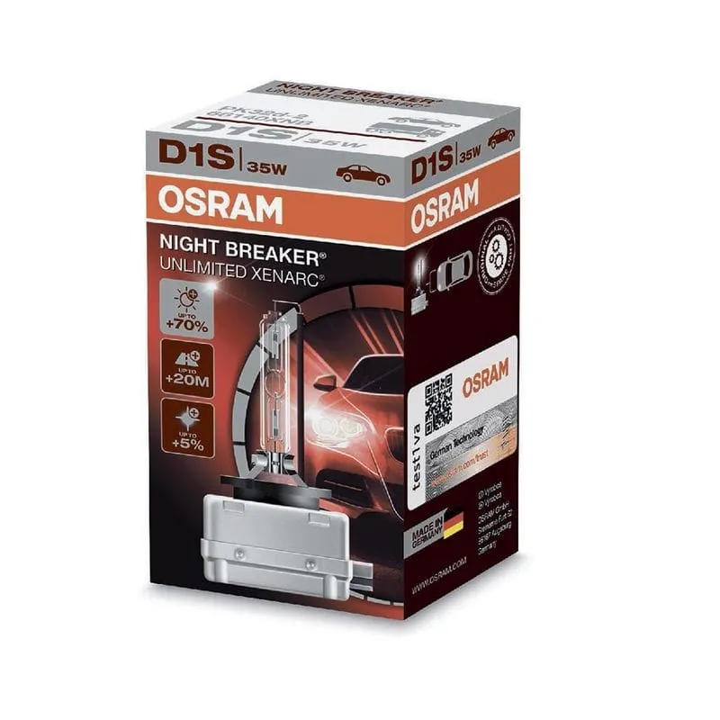 Ксеноновая лампа D1S Osram Xenarc Night Breaker Unlimited 4300K +70% больше света (66140XNB) по выгодной цене